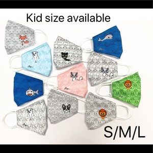 Kid size triple layer cotton mask: nose wire